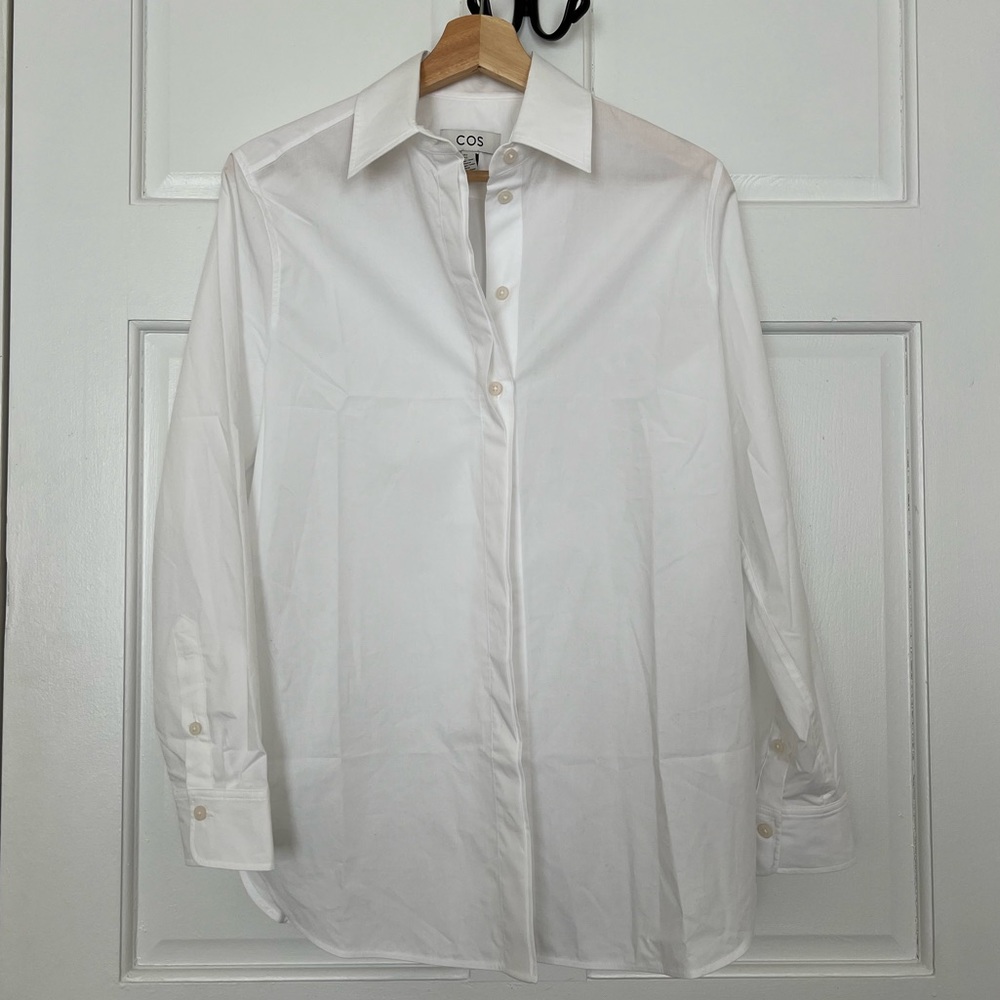 COS women’s white oversized cotton blend shirt